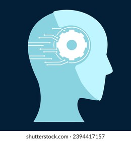 AI. Artificial intelligence. Head robot. Machine learning technology, neural networks.