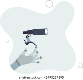 AI, Artificial Intelligence help business success, future of AI working with humanity, robot automation or innovation support, business support.flat design.illustration with people.