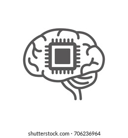 AI (artificial intelligence) icon. Brain implants. Neural implants