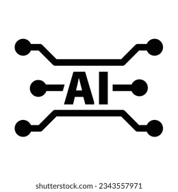 AI, Artificial intelligence icon digital micro chip for computer and technology illustration
