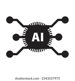 AI, Artificial intelligence icon digital micro chip for computer and technology illustration
