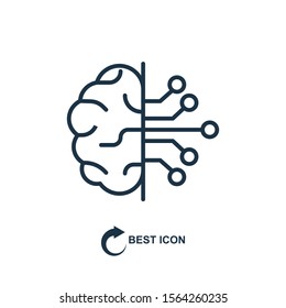 AI (artificial intelligence) icon in line style on white background. Vector sign