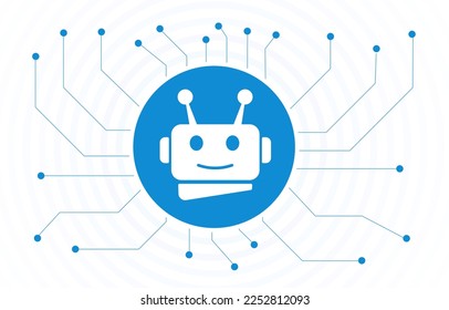 Symbol für künstliche Intelligenz mit Linien, die in verschiedene Richtungen wachsen, wie Computerchips, die den raschen Fortschritt und die Integration der KI-Technologie in verschiedenen Branchen darstellen