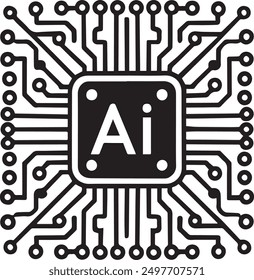 AI (artificial intelligence) icon. processor chip vector icon symbol for graphic design