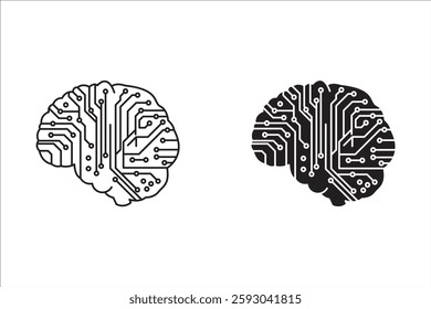 AI (artificial intelligence) icon set. AI brain.