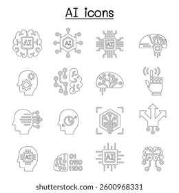AI, Artificial intelligence icon set