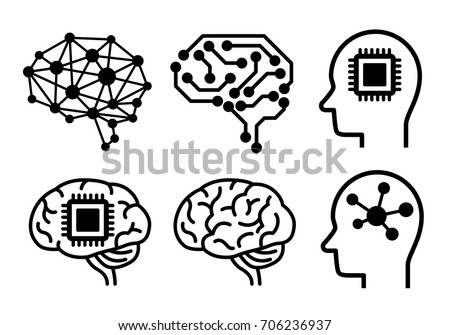 AI (artificial intelligence) icon set.