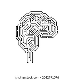 AI (artificial intelligence) icon. Vector illustration of brain. Isolated on a blank, editable and changeable background.