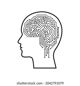 AI (artificial intelligence) icon. Vector illustration of brain. Isolated on a blank, editable and changeable background.