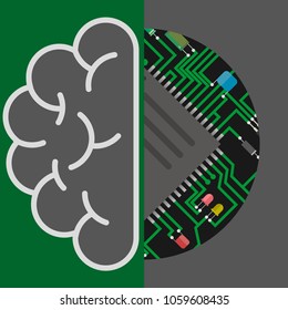 AI artificial intelligence icon.Brain and circuit board, Artificial Intelligence or AI concept