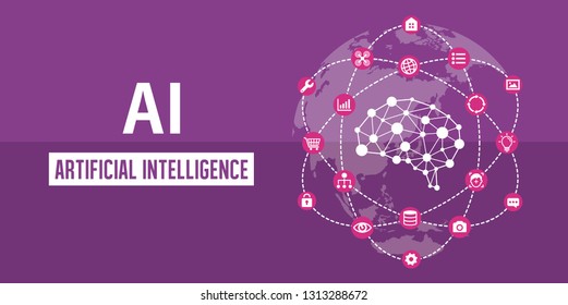 AI ( artificial intelligence ) image banner illustration.