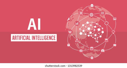 AI ( artificial intelligence ) image banner illustration.