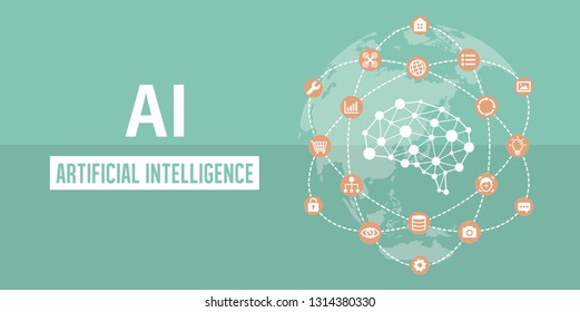 AI  artificial intelligence image banner illustration.