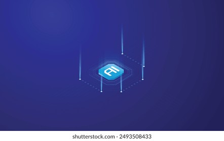 AI (Artificial Intelligence) isometric design, brain isometric concept, technology, AI data, AI Illustration
, icon