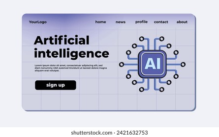 AI-Startseite für künstliche Intelligenz, Startseite, Vektorgrafik