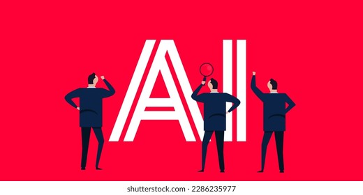 AI artificial intelligence large big text concept bright red color