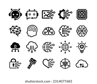 AI (Artificial Intelligence) , latest technology motif vector illustration icon set 