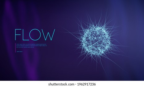 Ai artificial intelligence line flow. Music abstract background, sound. Purple digital world fiber optic 3d design. Machine learning future innovation. Tecnology background vector.