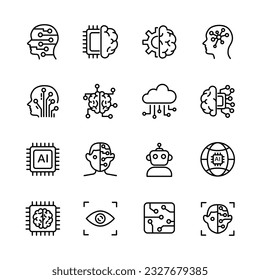 Ai, Icons für künstliche Intelligenz.  Vektorgrafik.