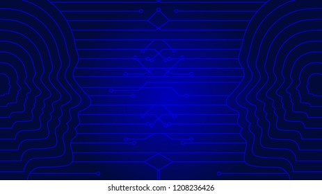 AI artificial intelligence, lines constitute human head contour. Science and technology and engineering concepts.