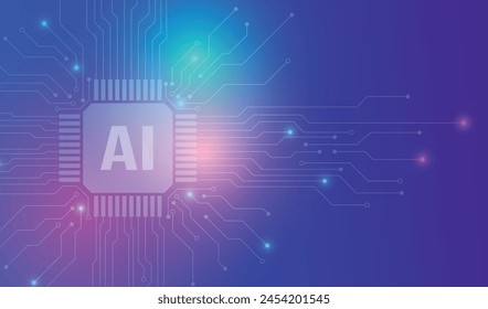 AI Artificial Intelligence and Machine Learning Background Concept, Big data innovation technology, Abstract background, AI Artificial Intelligence chipset on circuit board in futuristic concept