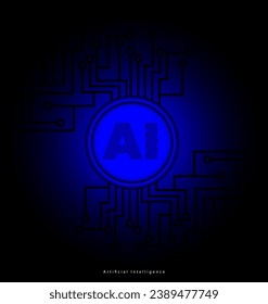 AI - Artificial Intelligence Poster vector illustration, Ai technology, Artificial Intelligence, Smart network digital technology, technology abstract background, AI isolated