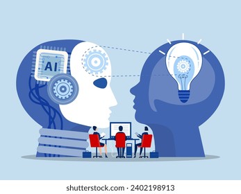 AI Inteligencia Artificial o chip de procesamiento en el cerebro humano con el vector de innovación de desarrollo de bombilla