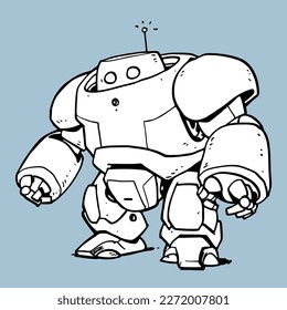 AI. Artificial Intelligence robot, hand-drawn sketch-style vector