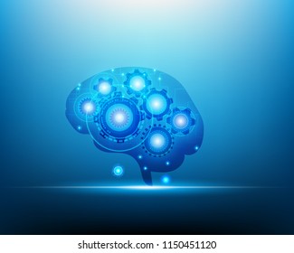 AI Artificial intelligence Robot network brain over blue background concept,Vector illustration.