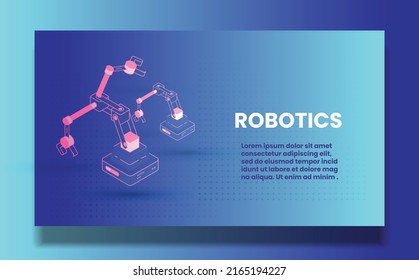 AI Artificial intelligence, robotics and Super computer concept. Machine learning technology, neural networks and automation. Technology landing page 3d concept with robots in display with copy space