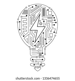 AI, artificial intelligence, the scheme in the form of incandescent bulbs, idea