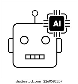 AI artificial intelligence simple minimalist black line icon vector on white background