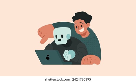 AI, Artificial Intelligence, Smarter Workflows, AI Assistant Boosts Productivity Flat Vector Illustration