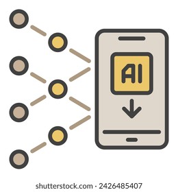 Inteligencia Artificial en Smartphone vector Concepto de tecnología móvil icono o símbolo de color