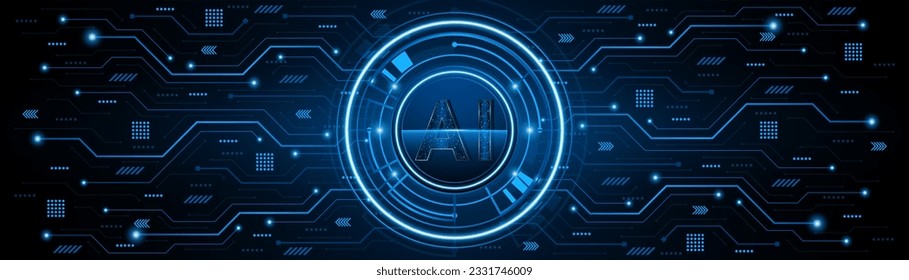 AI or artificial intelligence symbol. futuristic advanced artificial intelligence technology circuit board concept

