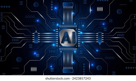 AI or artificial intelligence symbol. futuristic advanced artificial intelligence technology circuit board concept	