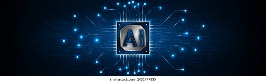AI or artificial intelligence symbol. futuristic advanced artificial intelligence technology circuit board concept	