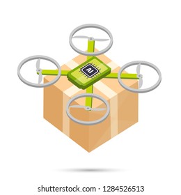 AI Artificial intelligence technology delivery drone isometric icon element vector illustration eps10