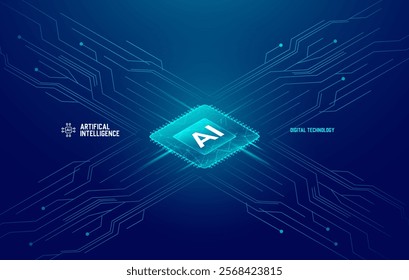 AI (Artificial Intelligence), Vector Banner for AI, Machine Learning, Deep Learning, Technological Digital Brain Concepts, Isometric Icons, and AI Learning Machines, Artificial Intelligence Icon