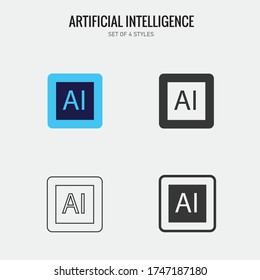 AI artificial intelligence vector icon microchip