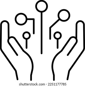 Ai, artificial, intelligence vector icon on transparent background. Outline Ai, artificial, intelligence vector icon