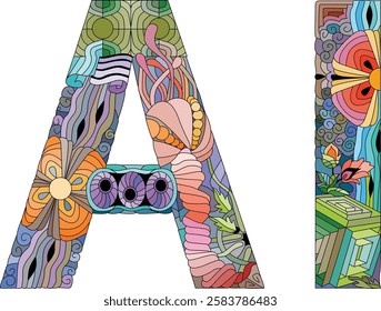 AI Artificial intelligence. Vector zentangle object for decoration