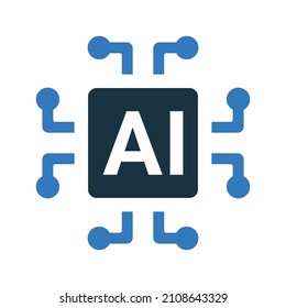 Ai, artificial intelligence, virtual icon. Simple editable vector illustration.