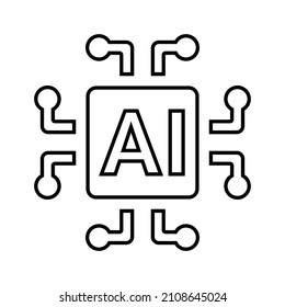 Ai, artificial intelligence, virtual outline icon. Line art vector.