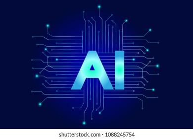 AI artificial intelligent chip circuit board abstract vector background.