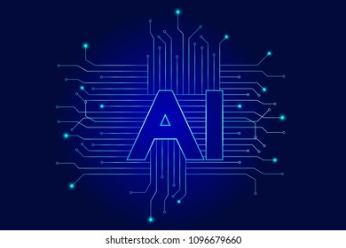 AI artificial intelligent chip circuit board abstract vector background.