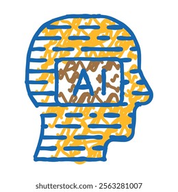 ai artificial intelligent financial technology doodle icon sketch vector. ai artificial intelligent financial technology sign. isolated symbol illustration