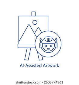 AI Artwork Icon Machine Learning Creativity Tool Algorithmic Art Design Neural Network Illustration Human-AI Collaboration Digital Art Technology Vector