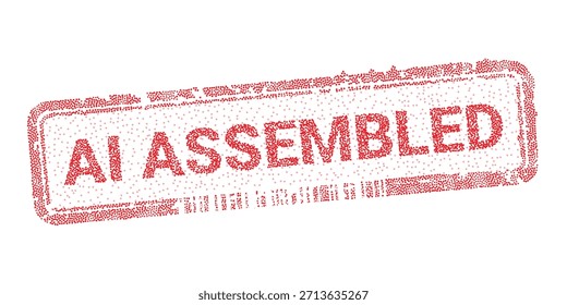 AI Montado ilustração de vetor de selo digital. Impressão de selo grunge vermelho para inteligência artificial, automação e conceitos de robótica. Rótulo de certificação de fabricação industrial isolado em branco.