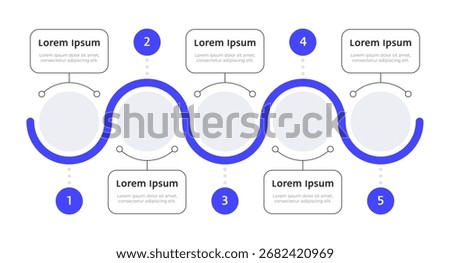 AI assistant blue wave line infographic template. Machine learning technology. Data visualization with 5 steps. Empty process vector design. Editable blank options info graphics